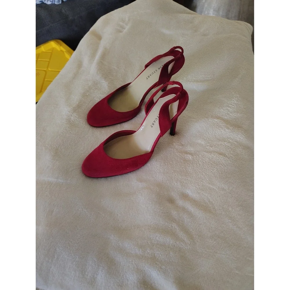Colin Stuart‎ Ruby Red Slingback Heels Almond Toe Pumps Kids Size 5 175375-051